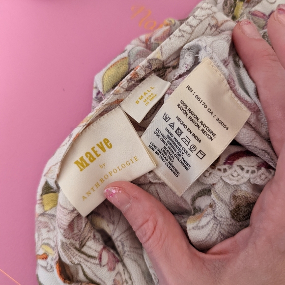 Anthropologie Maeve Pernille Floral Tie Sleeve Blouse - Picture 7 of 8